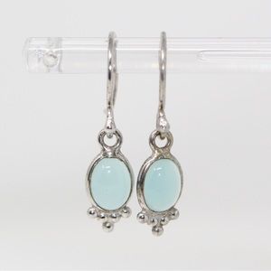 Vintage Sterling Silver Chalcedony Dangle Earrings